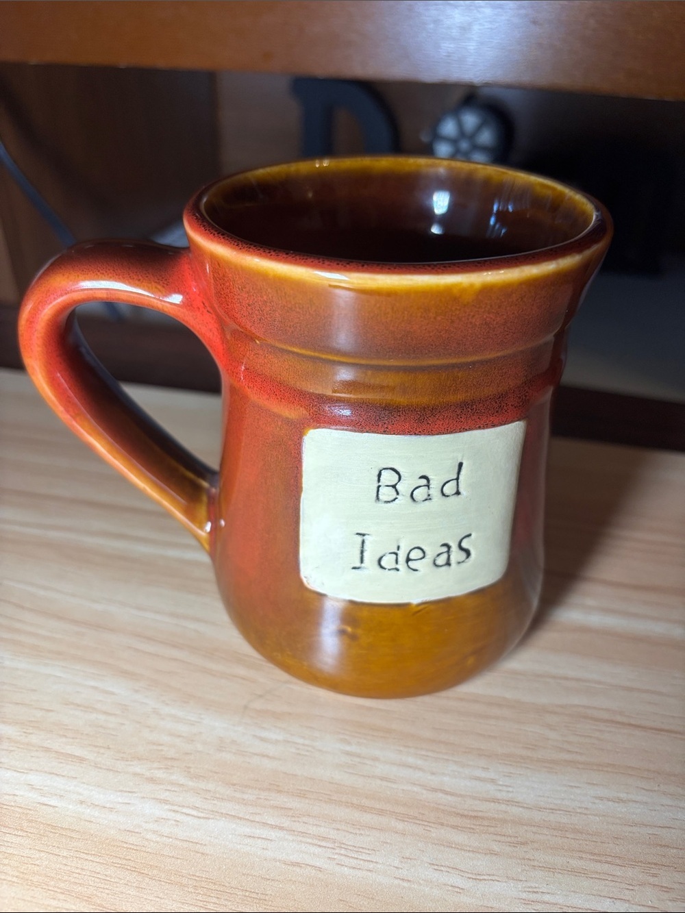 Kirklands Rust Orange 'Bad Ideas' Ceramic Mug